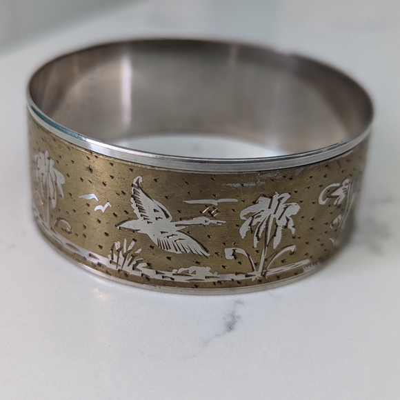 Vintage Etched Bracelet Marked JF India - Picture 3 of 5